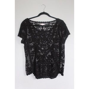 Black sheer lace top
